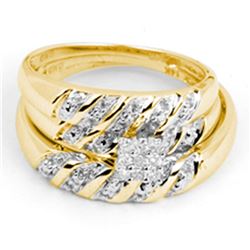 0.09 CTW His & Hers Diamond Cluster Matching Bridal Ring 14KT Yellow Gold - REF-37M5H