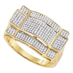 0.50 CTW Mens Diamond Rectangle Cluster Ring 10KT Yellow Gold - REF-37F5N