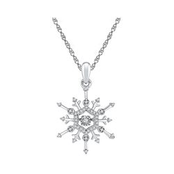 0.17 CTW Diamond Snowflake Winter Cluster Pendant 10KT White Gold - REF-19X4Y