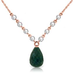 Genuine 15.6 ctw Green Sapphire Corundum & Diamond Necklace Jewelry 14KT Rose Gold - REF-139Y8F