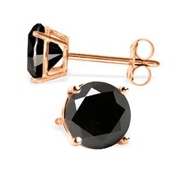 Genuine 2.0 ctw Black Diamond Earrings Jewelry 14KT Rose Gold - REF-84V8W
