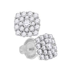 1.01 CTW Diamond Cluster Earrings 14KT White Gold - REF-89X9Y