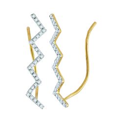 0.15 CTW Diamond Zig Zag Climber Earrings 10KT Yellow Gold - REF-10H5M