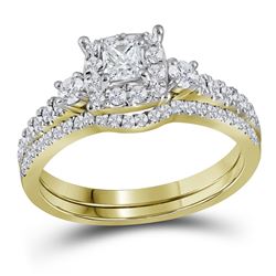 0.88 CTW Princess Diamond Bridal Engagement Ring 14k Yellow Gold - REF-104Y9X