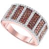 Image 1 : 0.90 CTW Red Color Diamond Symmetrical Ring 10KT Rose Gold - REF-57W2K