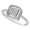Image 1 : 0.15 CTW Diamond Square Cluster Slender Ring 14KT White Gold - REF-19W4K