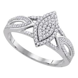 0.25 CTW Diamond Cluster Bridal Wedding Engagement Ring 10KT White Gold - REF-24W2K