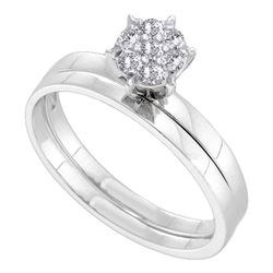 0.15 CTW Diamond Cluster Bridal Engagement Ring 10KT White Gold - REF-19Y4X