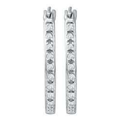 0.12 CTW Diamond Single Row Hoop Earrings 10KT White Gold - REF-18W2K