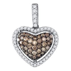 0.45 CTW Cognac-brown Color Diamond Heart Love Pendant 10KT White Gold - REF-26M9H