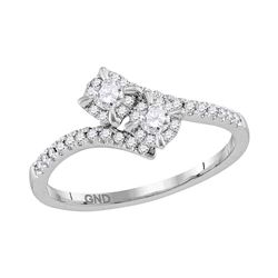 0.33 CTW Diamond 2-stone Bridal Wedding Engagement Ring 14KT White Gold - REF-43W4K