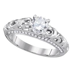 1 CTW Diamond Solitaire Bridal Engagement Ring 14KT White Gold - REF-320W9K
