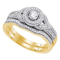 0.38 CTW Diamond Bridal Wedding Engagement Ring 10KT Yellow Gold - REF-52K4W
