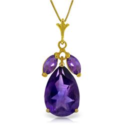 Genuine 6.5 ctw Amethyst Necklace Jewelry 14KT Yellow Gold - REF-38T2A