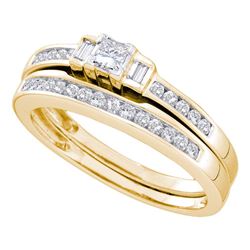 0.45 CTW Princess Diamond Bridal Engagement Ring 14KT Yellow Gold - REF-57N2F
