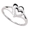 Image 1 : 0.13 CTW Diamond Double Nested Heart Love Ring 10KT White Gold - REF-12Y2X