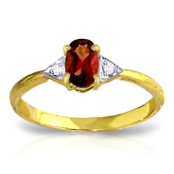 Genuine 0.46 ctw Garnet & Diamond Ring Jewelry 14KT Yellow Gold - REF-22F5Z