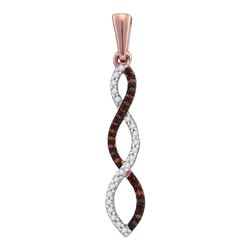 0.12 CTW Red Color Diamond Infinity Weave Woven Pendant 10KT Rose Gold - REF-11W2K
