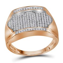 0.50 CTW Mens Diamond Rectangle Arched Cluster Ring 10KT Rose Gold - REF-33W8K
