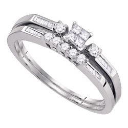 0.32 CTW Princess Diamond Slender Bridal Engagement Ring 10KT White Gold - REF-26Y9X
