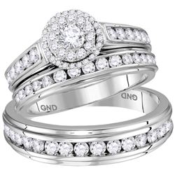 1.67 CTW His & Hers Diamond Solitaire Matching Bridal Ring 14KT White Gold - REF-179W9K