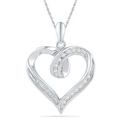 0.16 CTW Diamond Heart Outline Pendant 10KT White Gold - REF-14Y9X