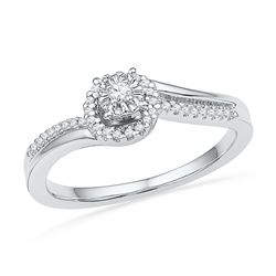 0.16 CTW Diamond Solitaire Halo Bridal Engagement Ring 10KT White Gold - REF-22K4W