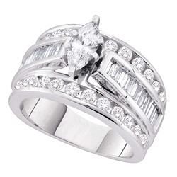 2 CTW Marquise Diamond EGL Certified Bridal Anniversary Ring 14k White Gold - REF-269F9N