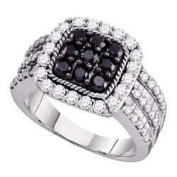 2 CTW Black Color Diamond Square Cluster Ring 10KT White Gold - REF-104H9M