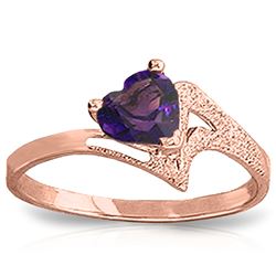 Genuine 0.75 ctw Amethyst Ring Jewelry 14KT Rose Gold - REF-35W9Y