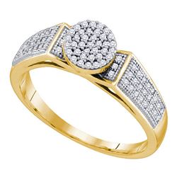 0.25 CTW Diamond Cradled Cluster Bridal Ring 10KT Yellow Gold - REF-22W4K