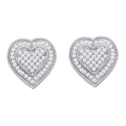0.33 CTW Diamond Heart Earrings 10KT White Gold - REF-38W9K