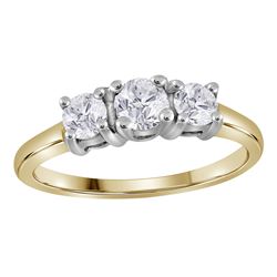 0.75 CTW Diamond 3-stone Bridal Engagement Ring 14KT Yellow Gold - REF-112Y5X