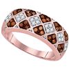 Image 1 : 0.50 CTW Red Color Diamond Checkered Ring 10KT Rose Gold - REF-31Y4X