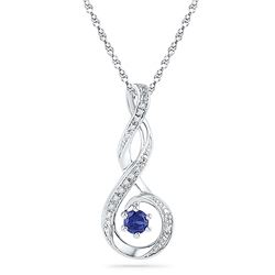 0.03 CTW Created Blue Sapphire Diamond Teardrop Pendant 10KT White Gold - REF-8H9M