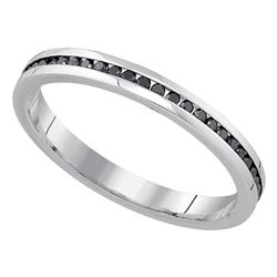 0.27 CTW Black Color Diamond Wedding Ring 10KT White Gold - REF-24W2K