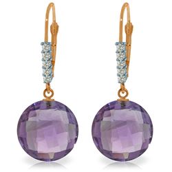 Genuine 10.75 ctw Amethyst & Diamond Earrings Jewelry 14KT Rose Gold - REF-37N8R