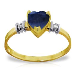 Genuine 1.03 ctw Sapphire & Diamond Ring Jewelry 14KT Yellow Gold - REF-34K6V