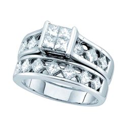 3 CTW Princess Diamond Bridal Engagement Ring 14KT White Gold - REF-387F2N