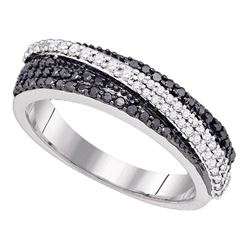 0.45 CTW Black Color Diamond Crossover Ring 10KT White Gold - REF-49M5H