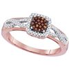 Image 1 : 0.21 CTW Red Color Diamond Square Cluster Ring 10KT Rose Gold - REF-22X4Y