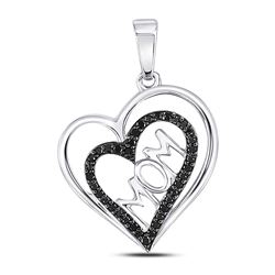 0.14 CTW Colored Black Diamond Pendant 10KT White Gold - REF-14H3N