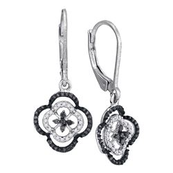 0.35 CTW Black Color Diamond Leverback Dangle Earrings 10KT White Gold - REF-24W2K