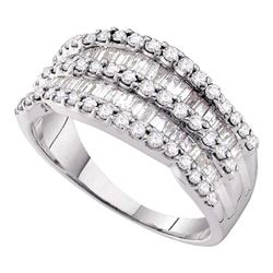 1 CTW Diamond Cocktail Ring 14KT White Gold - REF-75K2W
