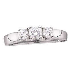 1.53 CTW Diamond 3-stone Bridal Engagement Ring 14KT White Gold - REF-236M3H