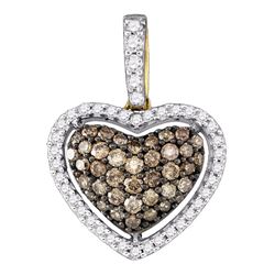 0.45 CTW Cognac-brown Color Diamond Heart Love Pendant 10KT Yellow Gold - REF-26W9K