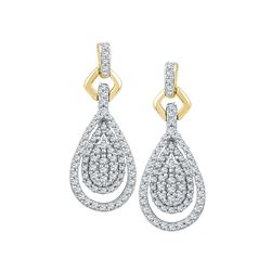 0.50 CTW Diamond Teardrop Dangle Earrings 10KT Yellow Gold - REF-40H4M