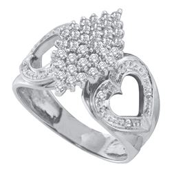0.50 CTW Diamond Cluster Heart Ring 10KT White Gold - REF-26M9H