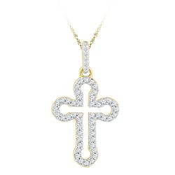 0.14 CTW Diamond Cross Pendant 10KT Yellow Gold - REF-10F5N