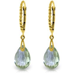 Genuine 6 ctw Green Amethyst Earrings Jewelry 14KT Yellow Gold - REF-30Y6F